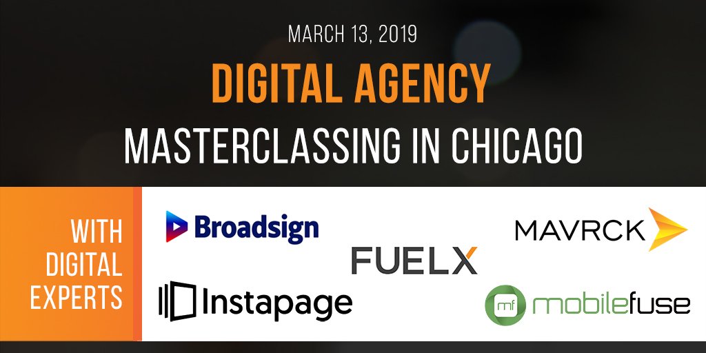 masterclassing's tweet photo. Good afternoon and welcome to the Digital Agency Masterclass in Chicago. Today, we have on board @Broadsign @MavrckCo @FuelX_HQ @Instapage and @MobileFuse as well as our keynote Kuntal Shah from @FCBglobal #DigitalAgency #MasterclassingUS https://t.co/BRHkcDsrJI