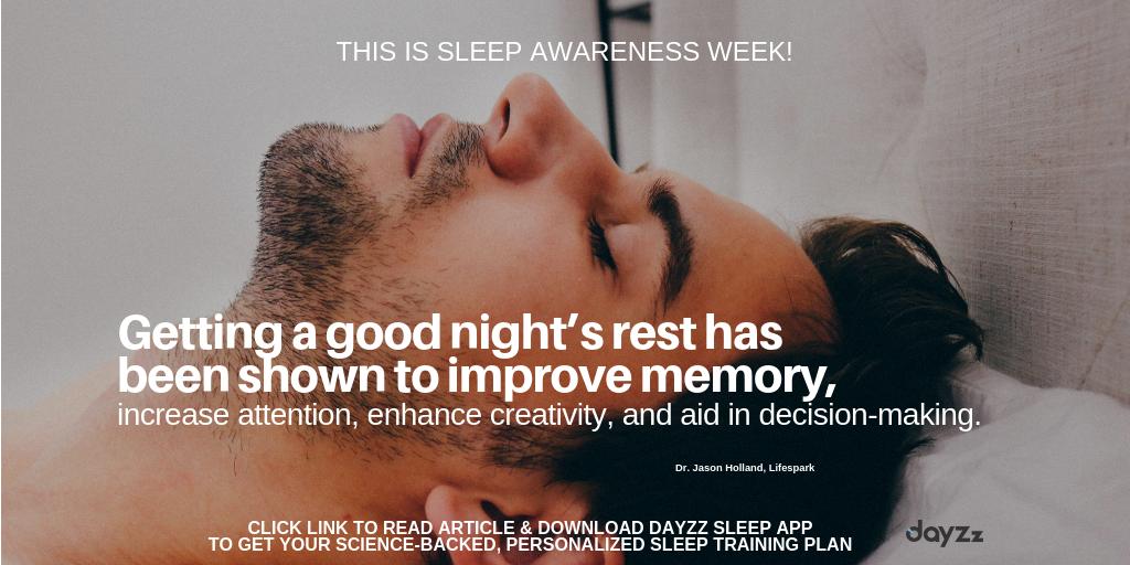 THIS IS #SLEEPAWARENESSWEEK! Why Do We Need To Sleep At Night? LEARN The Three Functions of Sleep. DOWNLOAD <a href="/dayzzApp/">dayzz</a> TO GET YOUR SCIENCE-BACKED, PERSONALIZED SLEEP TRAINING PLAN. buff.ly/2v0Mjan

#sleep #sleephygiene #sleeptips #sleepwell #sleepbetter #sleepdisorder