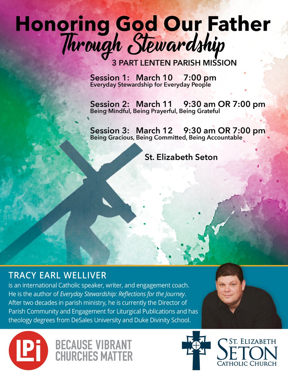 Today is the last day to hear <a href="/tewelliver/">Tracy Earl Welliver</a> speak for our Parish Mission. 9:30 am and 7:00 pm tonight. Please join us!