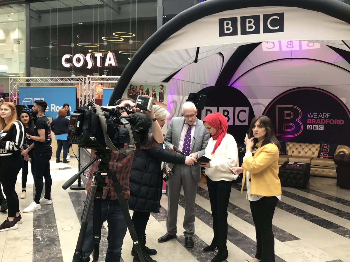 Our presenters are here again too. Come and meet them!
Here are @harrylooknorth <a href="/SabbiyahPervez/">Sabbiyah Pervez</a> and <a href="/shabnammahmood/">shabnam mahmood</a> filming part of a documentary for BBC1 about the city... #BBCWeAreBradford