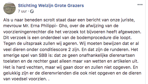 HELPOVP's tweet photo. #SWGG UITHONGEREN DIEREN OOSTVAARDERSPLASSEN = DIERENMISHANDELING Voorzieningsrechter College van Beroep vh bedrijfsleven uitspraak 11-3-2019 artikel 2.1, eerste lid, Wet dieren: het verbod op dierenmishandeling, in elk geval v toepassing voor grote grazers Oostvaardersplassen https://t.co/e3G9fiRX8t