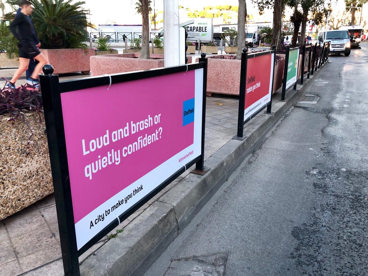 SheffPA's tweet photo. We hope you’ve been seeing us around Cannes today – you can find the @SheffPA barriers in front of the @MIPIMWorld Palais. 

#MIPIM2019 #thinksheffield #SheffPA https://t.co/cCmphlDBrF