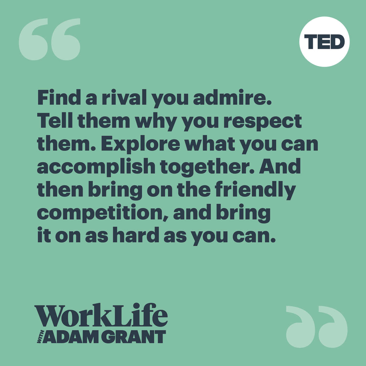 Competition often feels zero-sum, but it doesn't have to be.

Even in individual sports, Olympic rivals train together and help one another in races.

Life is a team sport. Surround yourself with people who elevate your game.

#WorkLife #TuesdayMotivation: smarturl.it/WorkLifeseason2