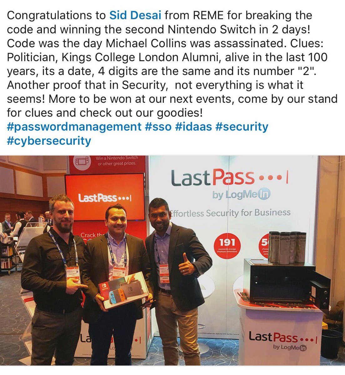amomot86's tweet image. Our head of business development Sid Desai is good in breaking passwords. So good he has even got reawarded for it. Thanks @LastPass for reminding us how weak passwords are. #nomorepasswords