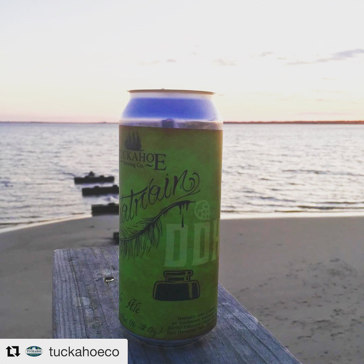 harrisonbevco's tweet photo. The Days are getting longer, Spring is only a week away and Tuckahoe’s New DDH Quatrain is NOW AVAILABLE 🍻 Their original recipe with an added dry hop of Idaho 7 perfect for watching the sunset! 🌅 @TuckahoeCo Available in Draft and 16oz Cans #doubledryhopped #quatrain https://t.co/oEBNUl9OZJ