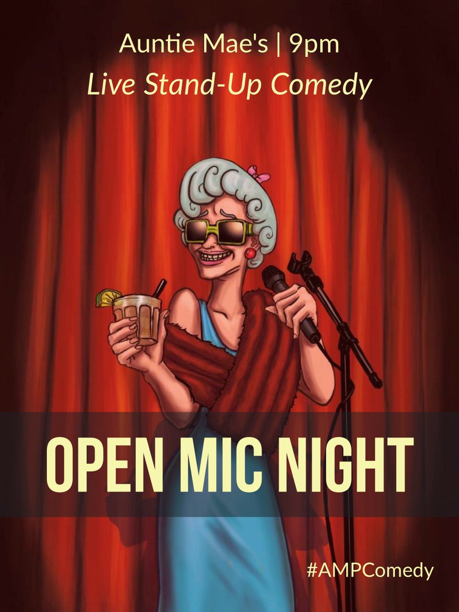 MidwestXL's tweet photo. Rainy Tuesday blues? Don’t sweat it, come lift your spirits tonight at 9pm! It’s Open Mic Comedy night tonight at @AuntieMaes. Anyone can sign up, and it’s free to enter. Tell jokes, or listen to them, the choice is yours! 9pm! https://t.co/uenvk42sny