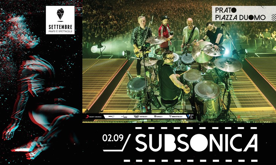 Settembre_Prato's tweet photo. .@subsonica a #Prato il 2 Settembre! Unica data estiva in #Toscana! Biglietti su @TicketOneIT dal 13 marzo! Pronti a ballare? 🤩 #settembreprato #cittàdiprato #aspettandosettembre #subsonica https://t.co/OYEBXAolSW