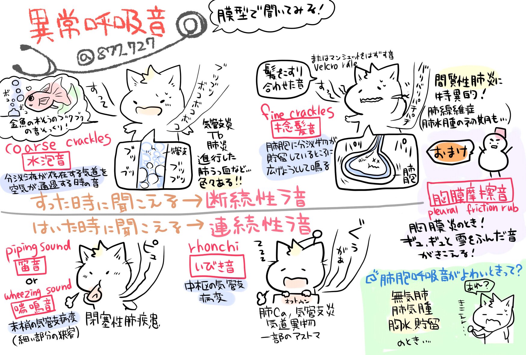 看護師のかげさん イラスト看護帖書籍化 בטוויטר 呼吸のアセスメントはデータだけでなく肺の聴診として肺雑音の種類 場所 エアー入りなどはもちろんのこと 患者さんの訴えや様子に注目 W たまには呼吸療法認定士として僕は知識人っぽさを出す W 看護師のかげさん イラスト看護帖書籍化 בטוויטר 呼吸のアセスメントはデータだけでなく肺の聴診として肺雑音の種類 場所 エアー入りなどはもちろんのこと 患者さんの訴えや様子に注目 W たまには呼吸療法認定士として僕は知識人っぽさを出す W