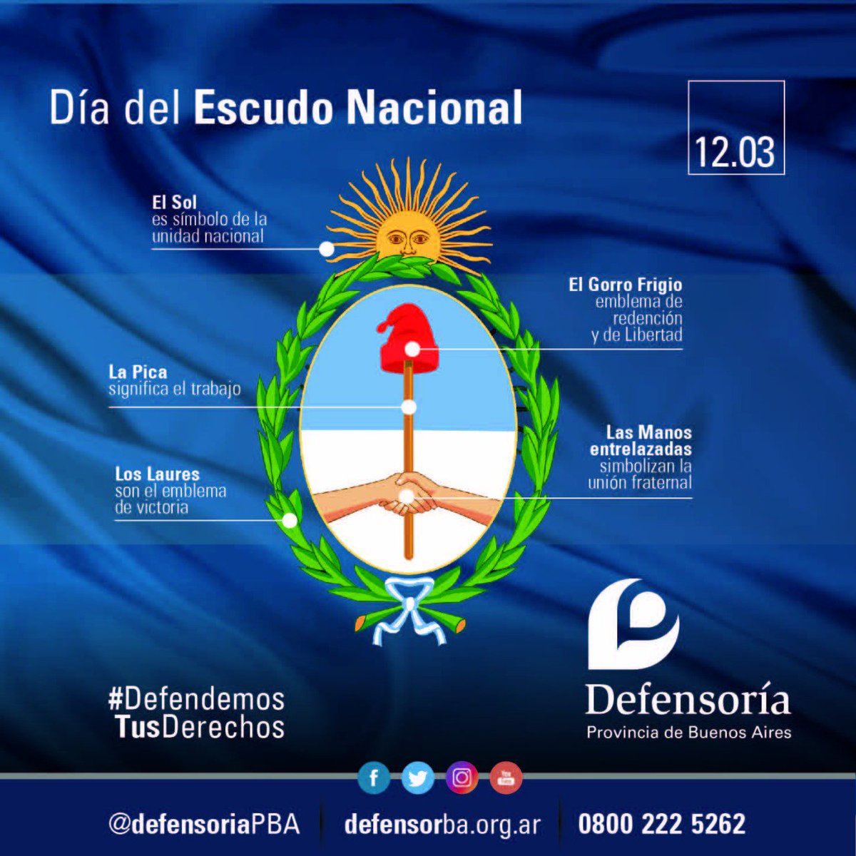 defensoriaPBA's tweet photo. 12.3. Día del Escudo Nacional
#DefendemosTusDerechos #DefensoríaPBA https://t.co/TgcwO9OgbE