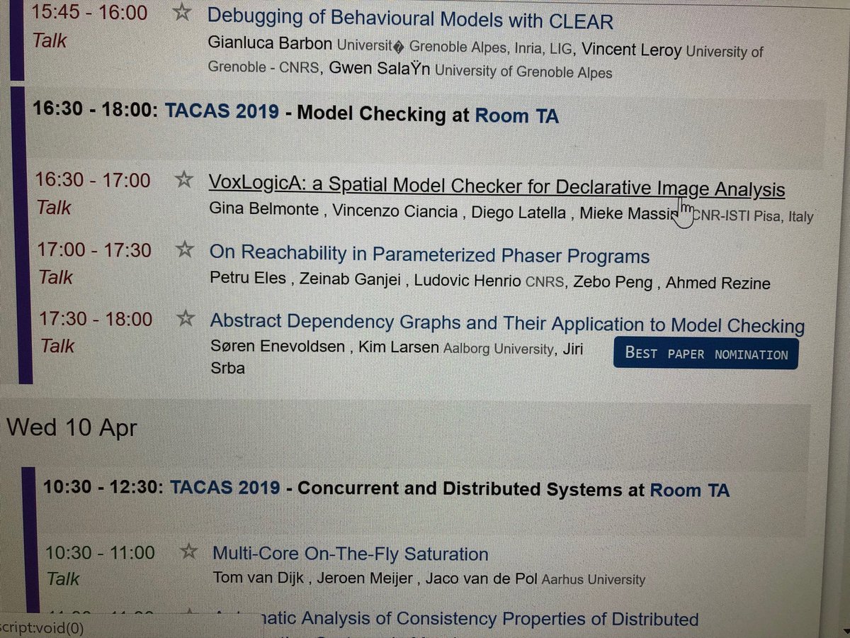 kglaau's tweet image. Nominated for best paper at TACAS. Yes!