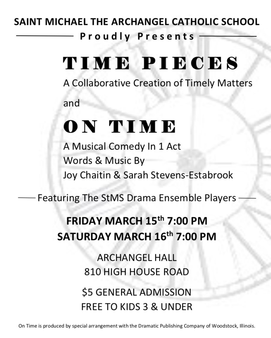 msap_cghsnc's tweet photo. The countdown has begun!! The drama department presents "Time Pieces" and "On Time" at St. Michael this Friday and Saturday! https://t.co/gFtVQoLcfD