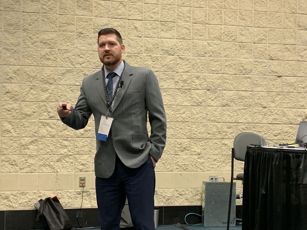 PerchedSystems's tweet photo. @RyanNewlon with @CoMoElectric is doing a great talk on Cybersecurity In Action with electric cooperatives at #NRECA19 https://t.co/ZO4CJyOK2M