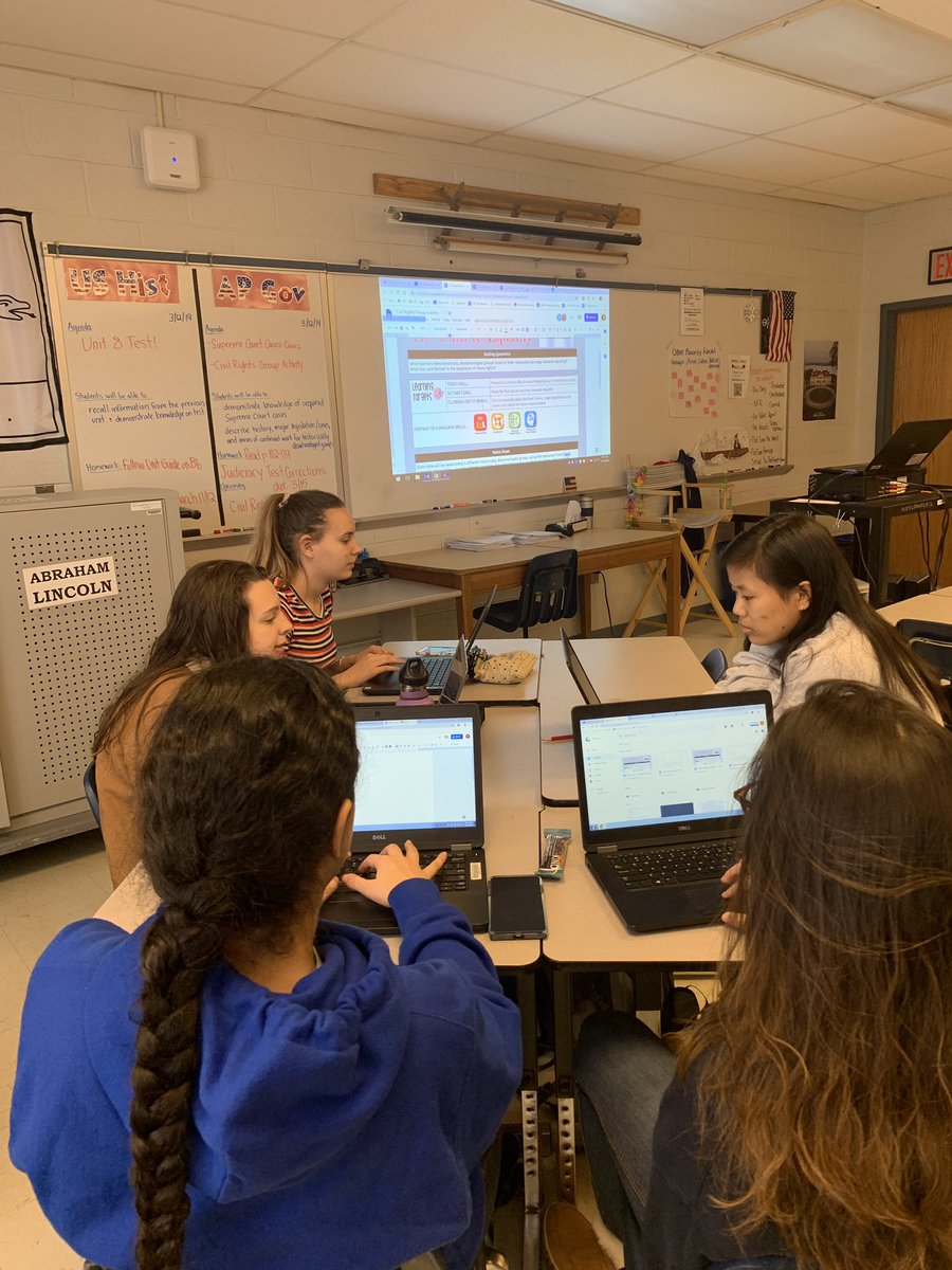 DrFishTeaches's tweet photo. Great #pushthepineapple visit to @MrsBaxterMHS’s class while they created civil rights history podcasts in her AP Gov class. I especially loved the explicit use of #fcpsPOG! #leapoflearning https://t.co/fBGAxJvXnk