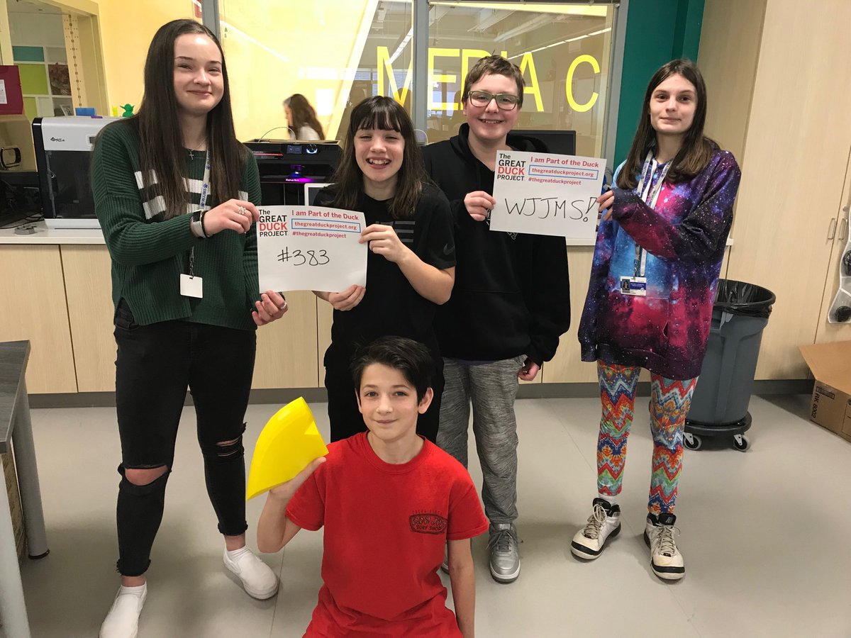 KNgaiSci's tweet photo. We mailed off our piece of #TheGreatDuckProject from our 8th grade 3D printing team. Excited to have #WJJMS be a part of the world’s largest 3D printed duck in Westport CT! https://t.co/nvnDmPXdk1