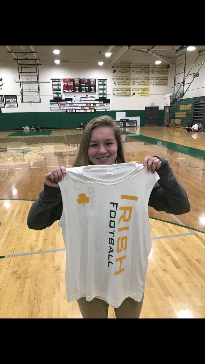 KCIrishFootball's tweet photo. @RealSarahMB02 thank you for the team T-Shirt design...#1team1dream https://t.co/DsBoxzwpKP