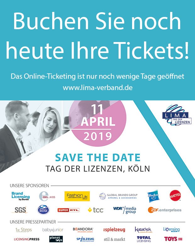 LicIntDE's tweet photo. Immer noch keine Tickets? Jetzt wird´s aber Zeit! https://t.co/57D3H0fF18 #lima #licensing #limalicensing #tdl2019 https://t.co/zJeDRYW8Xr