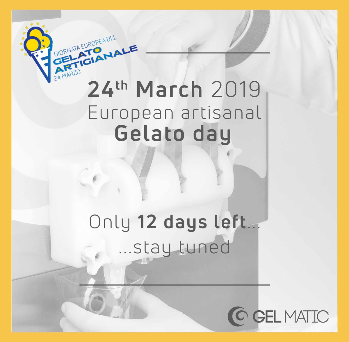 24th March 2019, European artisanal Gelato Day.
Only 12 days left...stay tuned!

#gelmatic #gelmaticitalia #gelmaticmachines #gelatoday #artisanalgelato #europeangelatoday #gelato #icecream #helado #sorvete #eis #glace #gelatosoft #softicecream

gelmatic.com