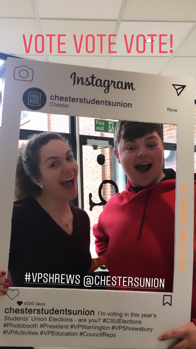 shrewsburysu's tweet photo. Voting is still open, just head to the @ChesterSU website to pick your preferred candidates! Our ballot station will also be available again in @stopcoffeeshop between 11am and 1pm tomorrow. #csuelections #vpshrewsbury https://t.co/fhLDSnwYHr
