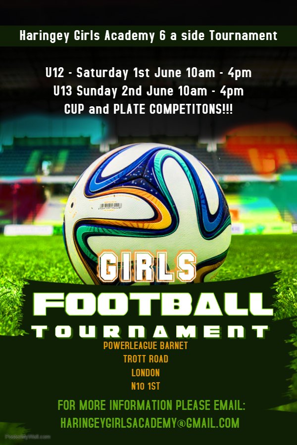 Details of our Under 12 and Under 13 GIRLS Football Tournament this summer.

The application form is included within the link below!

This is one not to be missed!

ONLY £25 ENTRY (£20 EARLY BIRD IF BOOKED BEFORE 1ST APRIL)

bit.ly/2RDCVlG