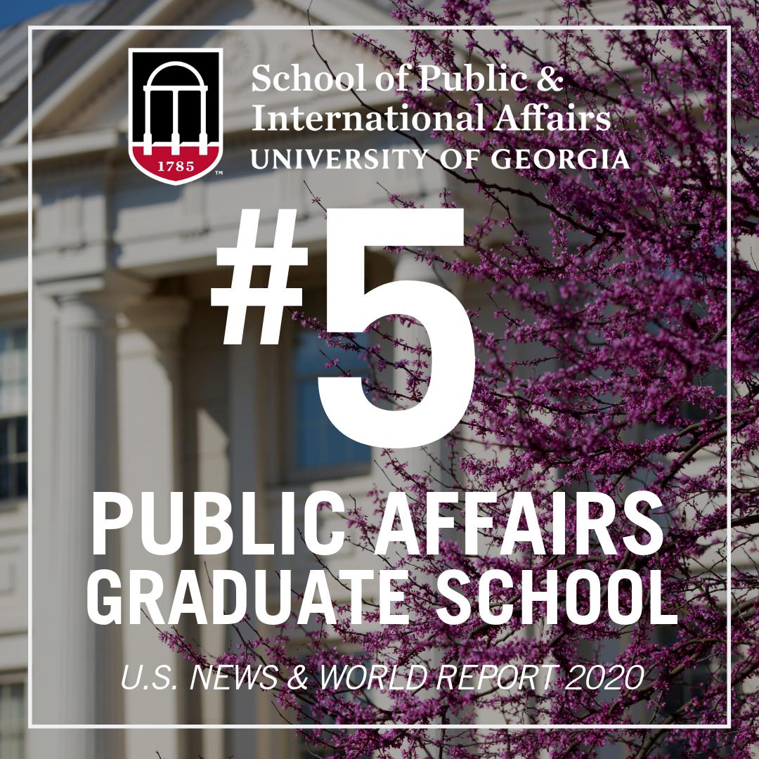 SPIA was just named the #5 best Public Affairs Graduate School by U.S. News &amp; World Report. But wait…there’s more! SPIA ranks #4 for the Public Management and Leadership specialty and #3 for Public Finance and Budgeting. t.uga.edu/4Nd