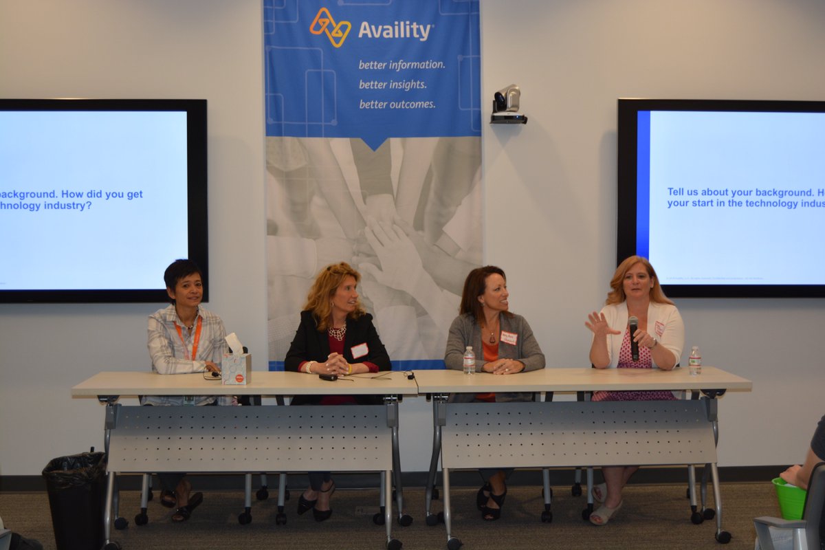 Availity's tweet photo. Female leaders in technology shared their experiences with #coders at the #SheCanCodeIT meetup, emphasizing the value of learning from mistakes as an opportunity to recover, rebuild, or restart. With that said, don’t make the mistake of missing the next meetup on 4/1, 5:30 pm! https://t.co/vapLRCcqEd