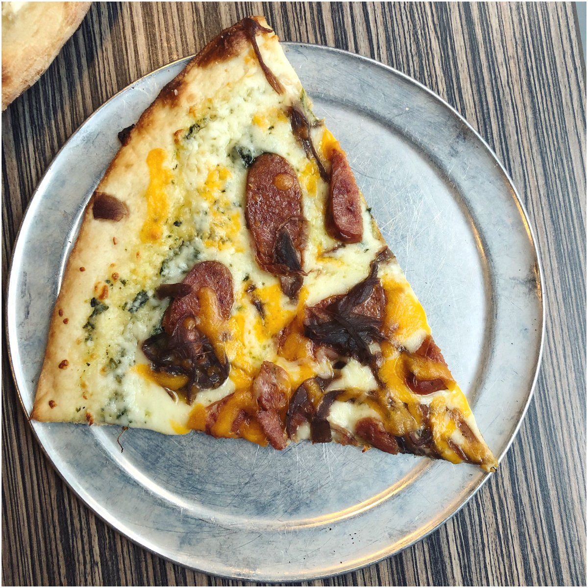 piepushers's tweet photo. basil pesto + andouille sausage + caramelized onions + cheddar = #yum #smokeycheddah #bullcitypizza #comegrabaslice #takingcallins #pickupordelivery 🍕 🍕 https://t.co/AEhR0zGhkA