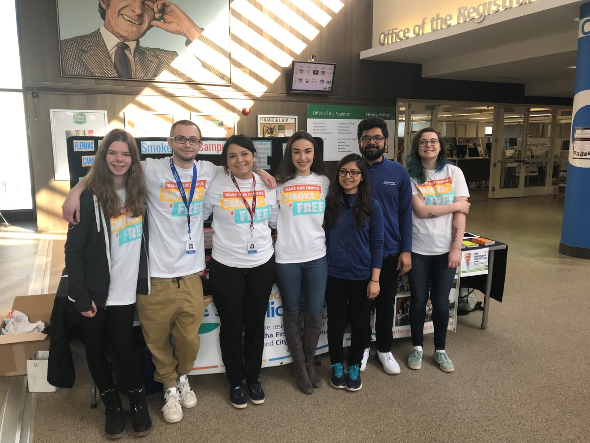 Ptbohealth's tweet photo. 40 surveys in the first 32 mins - off to a good start! Excited to support the @flemingcollege health fair in support of smoke-free campuses! #1DayStand https://t.co/nYVyuSX4ZE