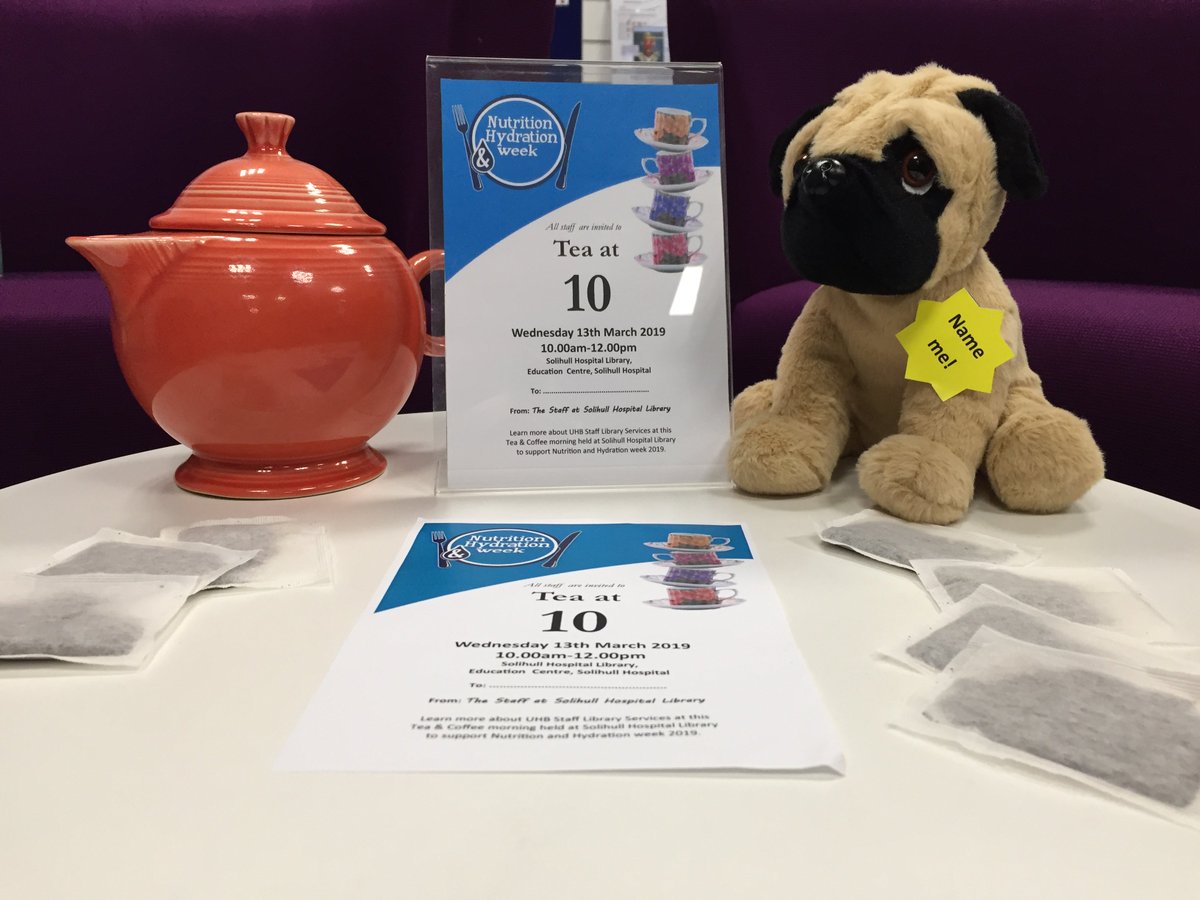 UHBLibrary's tweet photo. Tomorrow it's time for #TeaAt10 at Solihull Hospital Library! Visit us between 10am-12pm for a cuppa in support of @NHWeek #NHW2019 #NHWeek2019 https://t.co/6VBw6x0kUm