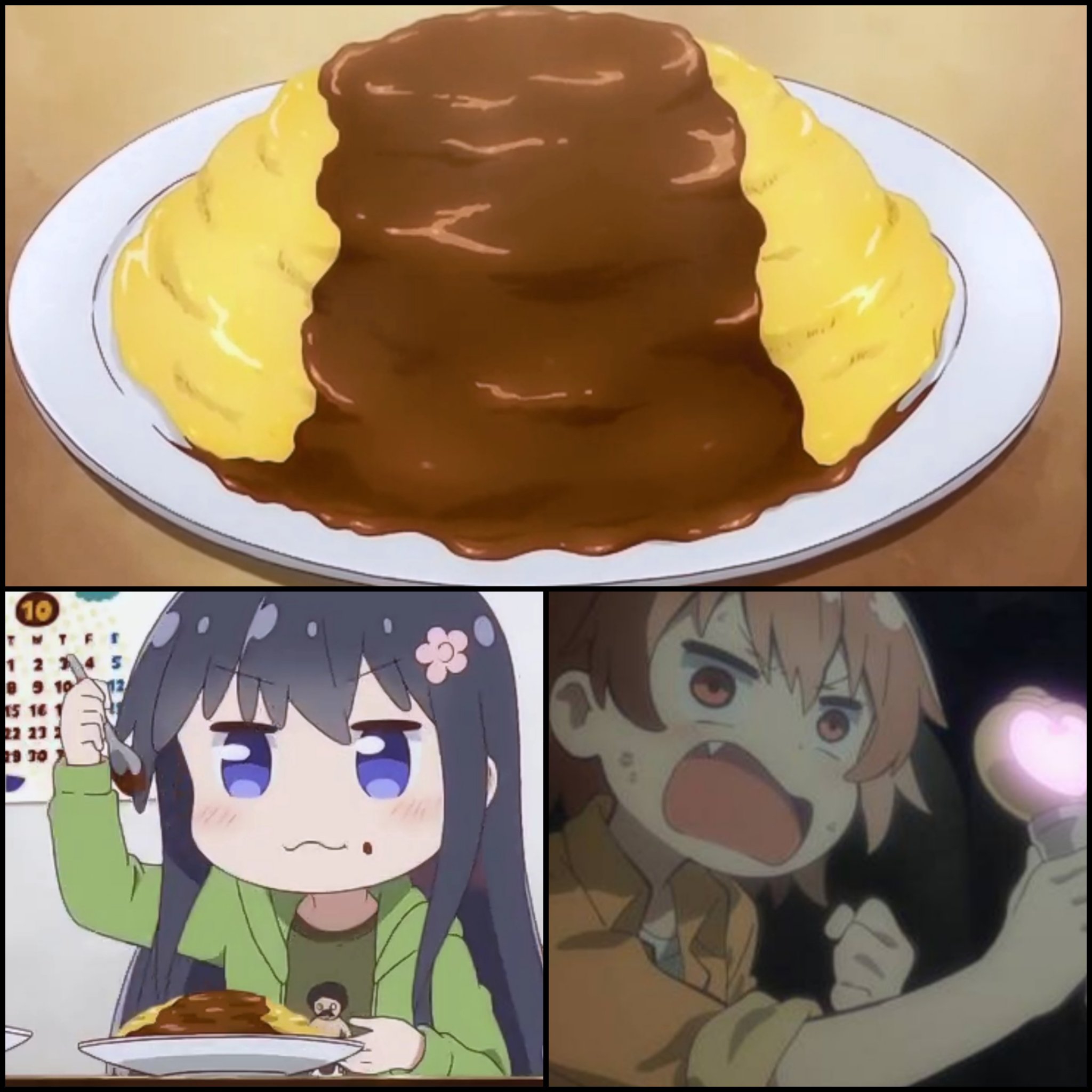橙熊猫 できました 私に天使が舞い降りた 第9話よりみゃー姉のカレーオムライスです バーモントカレーにりんごましまし 中身はバターライスにしてみました W Bうまうまです ひなたちゃんイケメンすぎぃー W Wataten わたてん 私