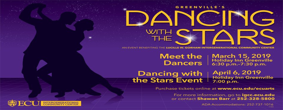 This Friday 3.15.19 Greenville's Dancing with the Stars Presents:  Meet the Dancers event at the Holiday Inn Greenville from 6:30 p.m. - 7:30 p.m. All are welcome, this is a Free Event