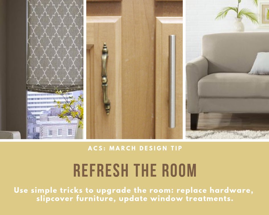 We all need a refresh at some point!  Look around and see what needs to be uplifted. Spring is just around the corner! 
••••
#acharmingspace #refresh #hardware #slipcover #windowtreatments #interiors #homedecor #decor #restore #springiscoming #boost #designonadime