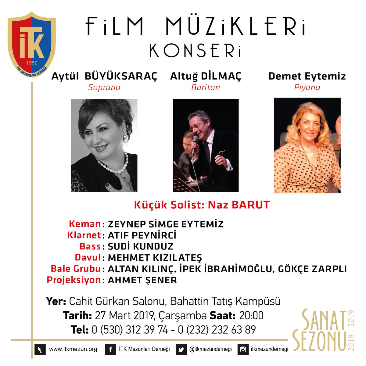 İTK MEZUNLAR DERNEĞİ - SANAT SEZONU yeni dönemi muhteşem bir konserle başlıyor…  #itkliolmak #itk #itkmezunlardernegi#izmirözeltürkkoleji #itkliolmak #filmmuzikleri#sanatsezonu 🎤🎹🎼🎶 @ İzmir Özel Türk Koleji