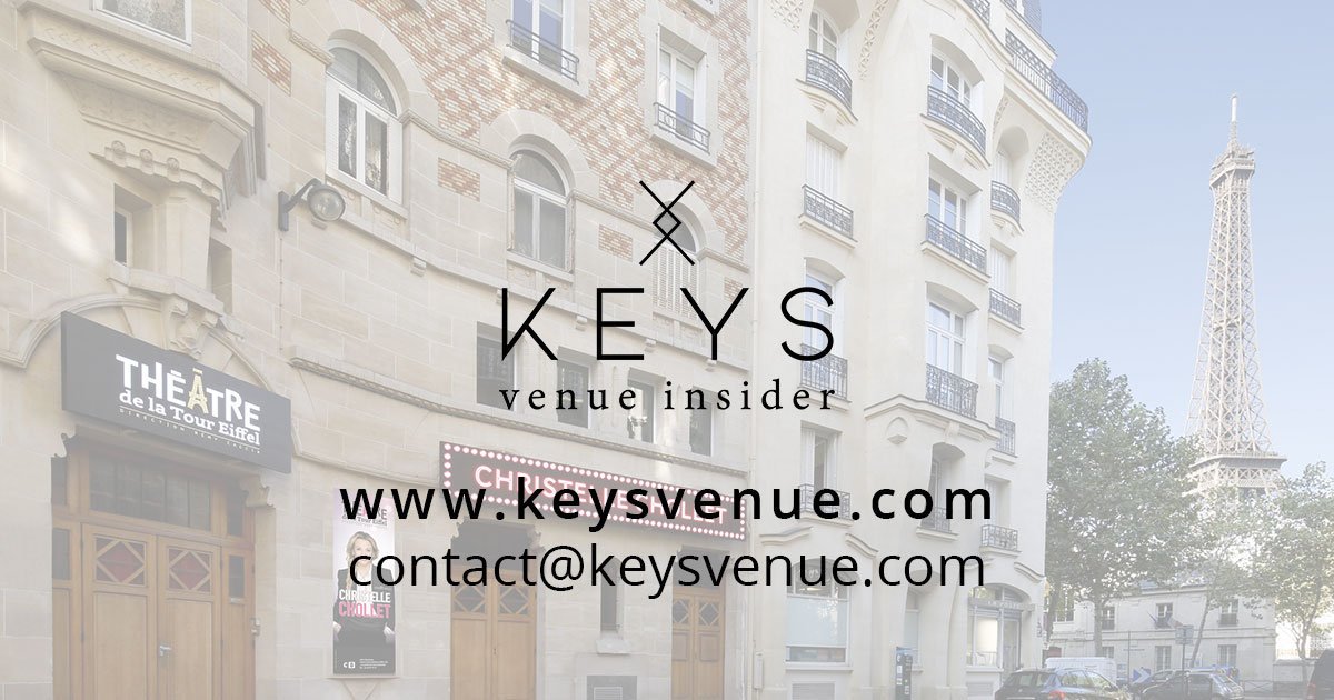Les plus grands ont foulé les planches du Théâtre de la Tour Eiffel… Nos espaces s’ouvrent maintenant à l’événementiel ! <a href="/keysvenue/">Keys 'Venue Insider'</a> vous accompagne de A à Z. Confiez-leur vos réceptions, conférences et événements corporate.
keysvenue.com | contact@keysvenue.com