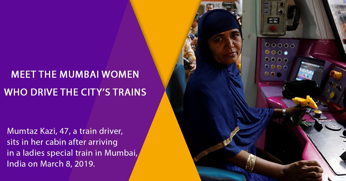 nwpartyindia's tweet photo. #MumtazKhazi #TrainDriver from #Mumbai drives city trains. 👍👍
#MumbaiLocalTrains #Locopilot #TrainDrivers #WomenTrainDrivers https://t.co/SqNN3QIAMM
