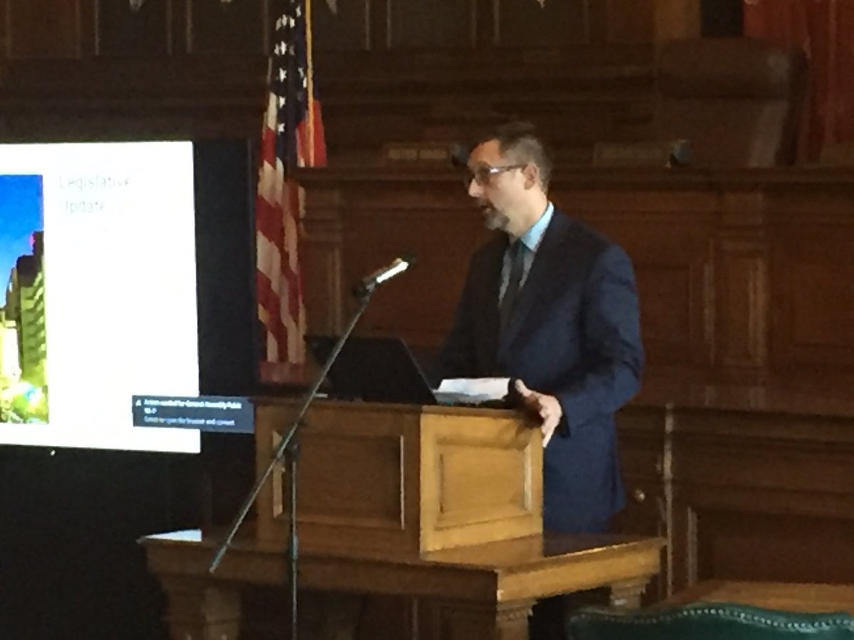 IndianaYMCAs's tweet photo. Indiana Supreme Court Justice (and former ⁦@WabashCoYMCA⁩ CVO Christopher Goff) speaking with ⁦@IndianaYMCAs⁩ advocates during the 2019 Indiana YMCA Statehouse Day. https://t.co/lddJqTmNO4