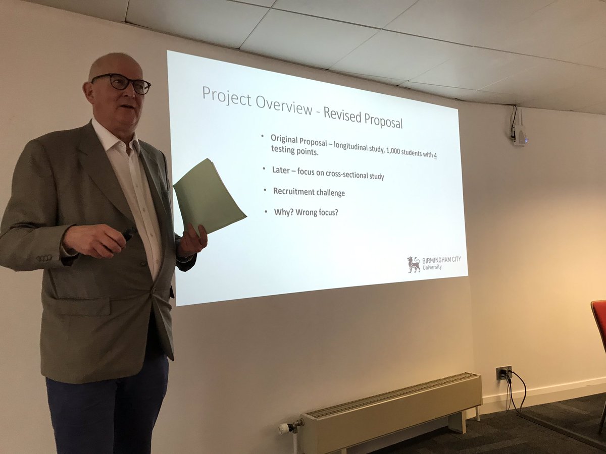 jamie_m2609's tweet image. The Professor @stuart3brand at work discussing concluding thoughts on the Learning Gain project at Birmingham City University #learninggain