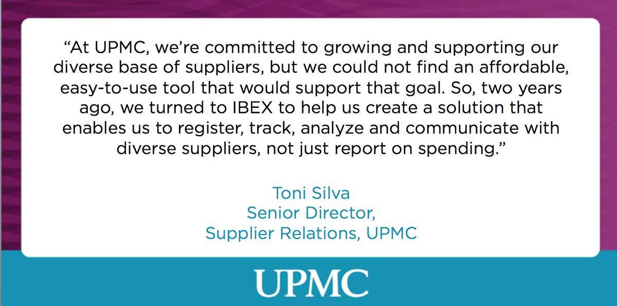 UPMCpolicy's tweet photo. In an effort to increase the use of supplier diversity, @UPMC and @IBEXExperts have teamed up to create innovative technology that will make it easier for health care companies to support #diverse businesses.
Learn more: https://t.co/XBFaixHdl5 https://t.co/Pi8NDMAfDs