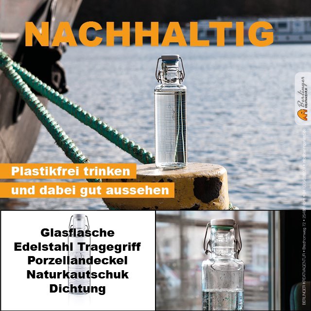 Wie du heute konsumierst, bestimmt wie sauber, nachhaltig und fair unsere Welt morgen ist. Die Soulbottles sind mit allen Wassern gewaschen. Individueller Druck ist rundum möglich. #marketing #wasser #events #promotion #soulbottles #berlinger #werbemittel #eco