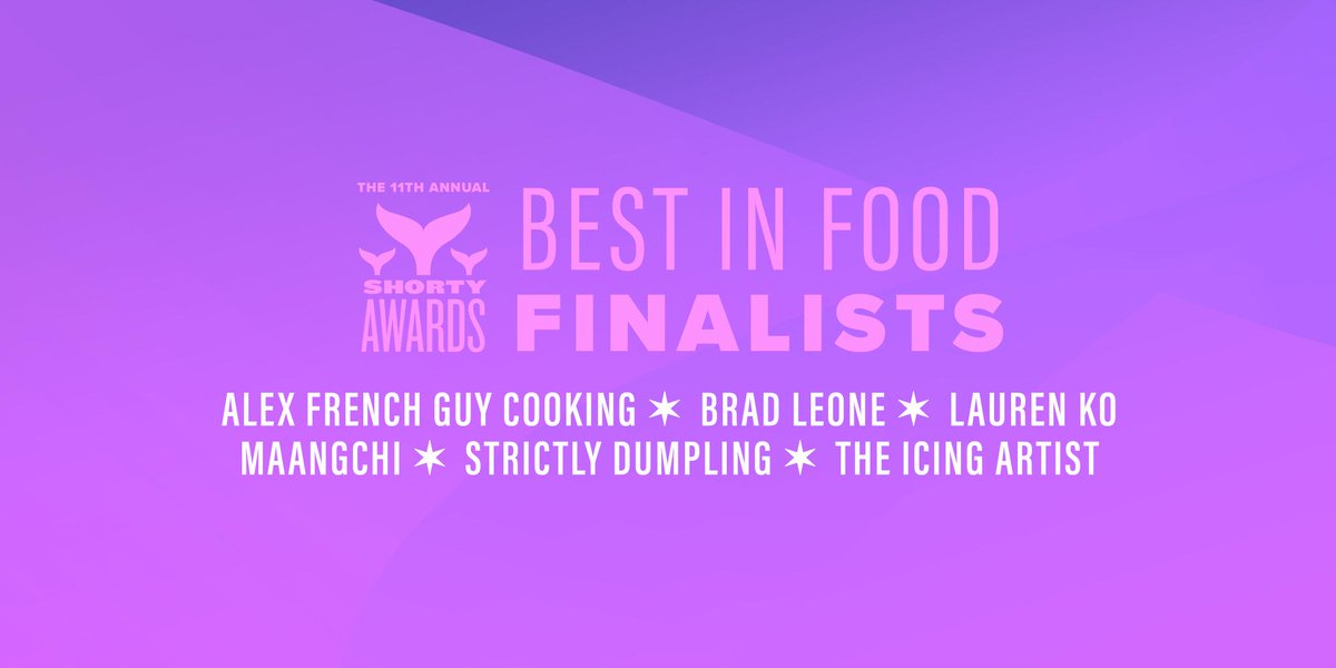 Alex French Guy Cooking, Brad Leone, Lauren Ko, Maangchi, Strictly Dumpling, and The Icing Artist are Influencer finalists in the the 11th Annual Shorty Awards category for Best in Food!