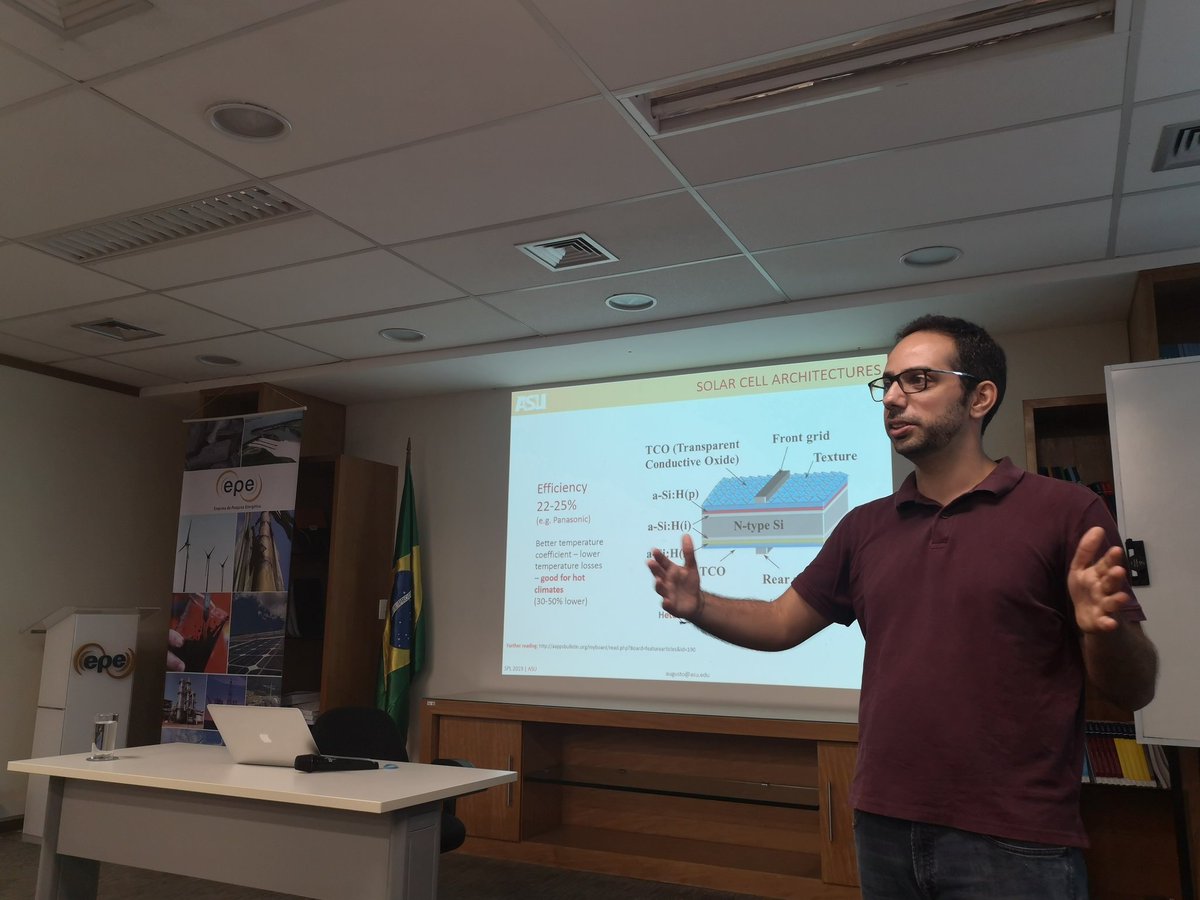 Today's talk "Silicon: Pushing the boundaries of commercial photovoltaic &amp; new applications" by André Augusto at <a href="/EPE_Brasil/">EPE</a>. 
<a href="/QESSTERC/">QESST ERC</a> <a href="/ASU/">Arizona State University</a> #photovoltaic #pv #energy #renewableenergy #research #technology #inovation
