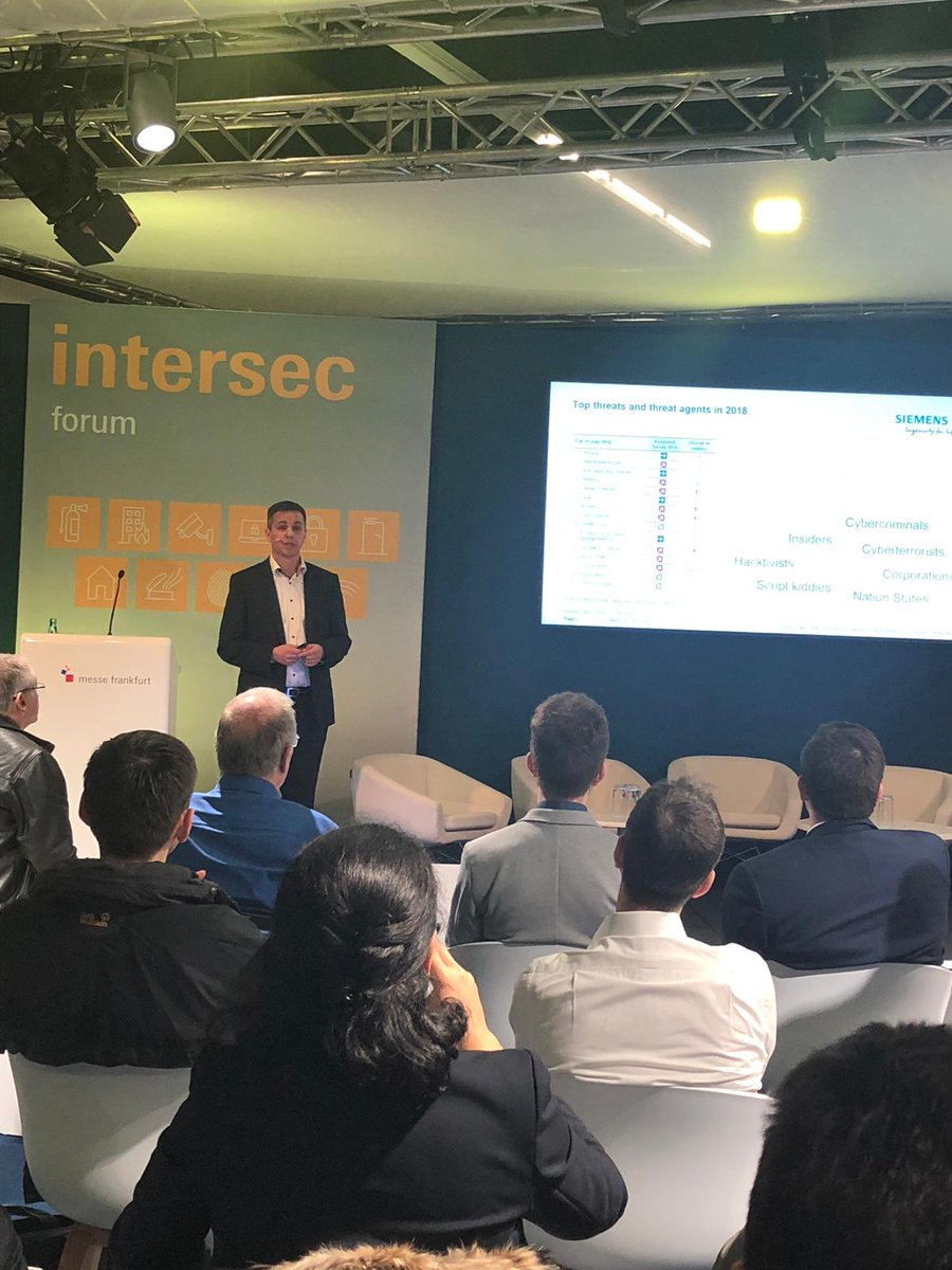 IntBuildingTech's tweet image. Stephan Engel from @Siemens Building Technologies Germany discussing #cyber security in building management systems at @IntersecFFM