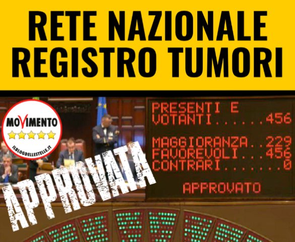 Il #RegistroTumori  da stasera è #legge dello Stato. Complimenti alla mia concittadina Maria Domenica Castellone prima firmataria della legge. Un'altra vittoria per la nostra terra.