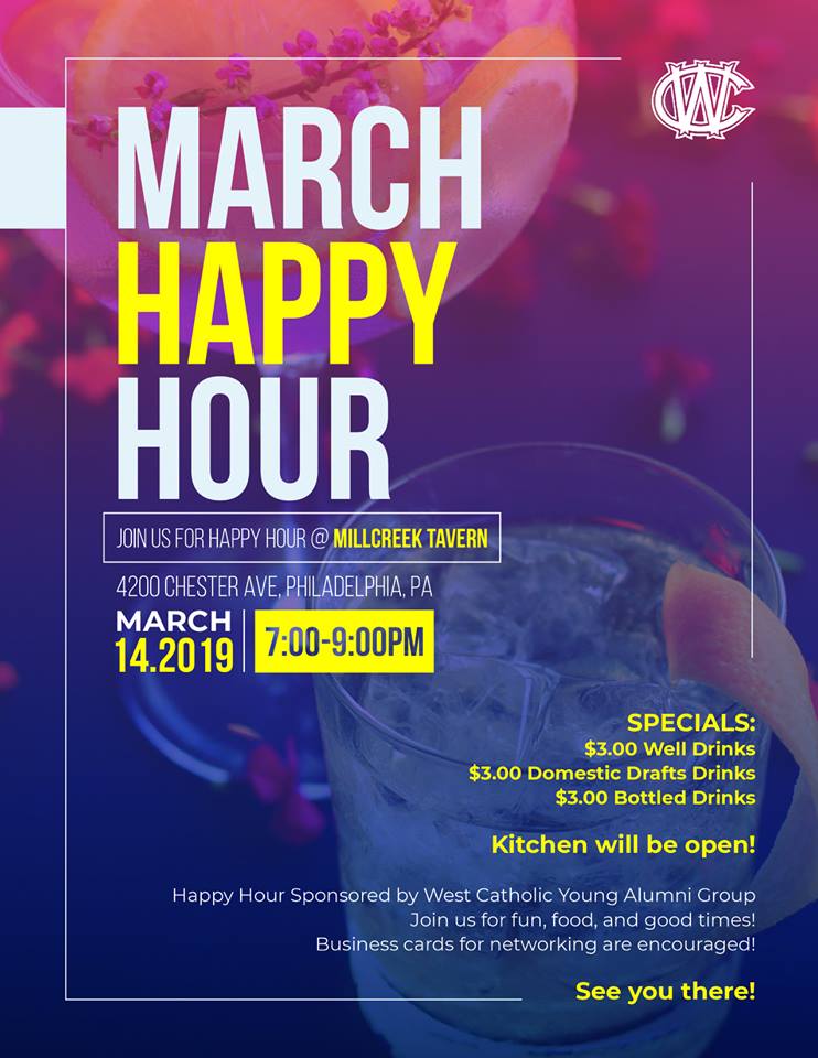 Attention Young (and young at heart) Alumni) who are over 21... The Alumni Association is hosting a Happy Hour at Mill Creek Tavern on 3/14/2019 from 7 - 9 PM. Come out and support! #WestIsBest #FAMILY #BurrNation