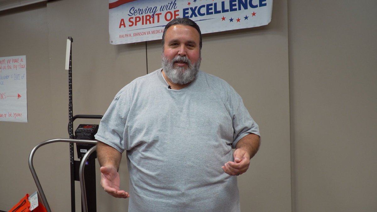CharlestonVAHCS's tweet photo. This is the face of one incredibly motivated guy! Tony has lost 22 lbs since starting our MOVE! Weight Loss Program about 8 weeks ago. He's incorporating the tools he's learning in the classes and it's paying off! #MOVEitTony #MOVEChasVA https://t.co/id7dSd3PPE