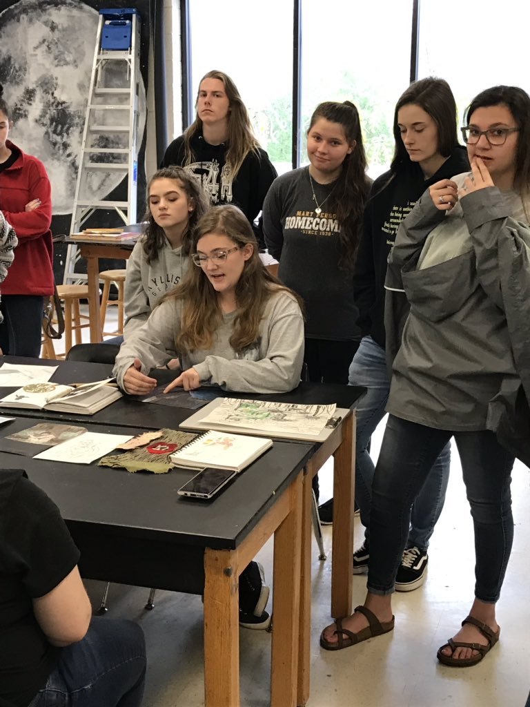 samtrevitt's tweet photo. Art III students participated in formal critique today, discussing their classmatesβ artwork in terms of Composition, Craftsmanship, Technical skill, Meeting goals of work, & Progress over time. #mpvisualarts #focusedonsuccess https://t.co/NDFWpjJtHL