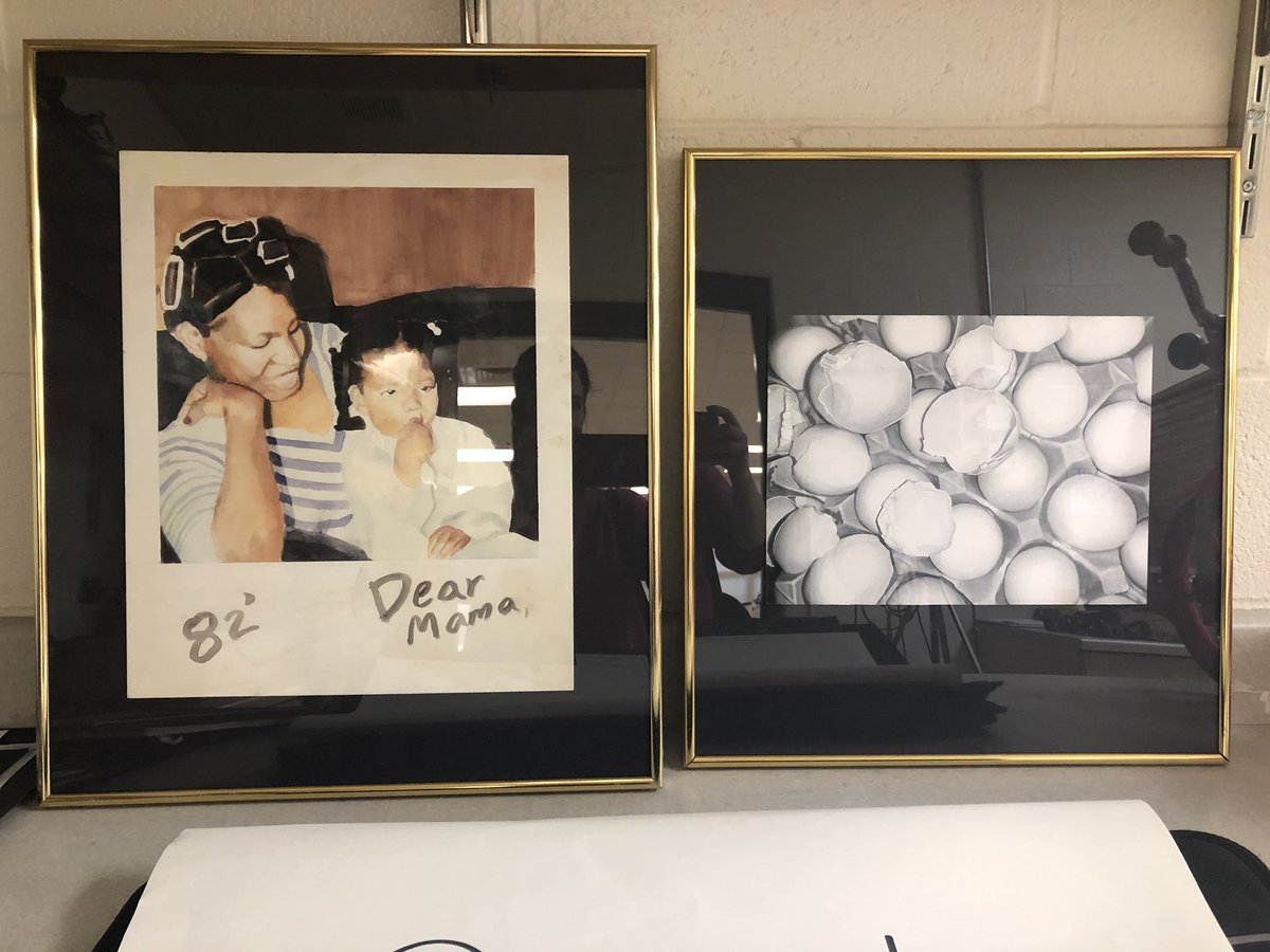 Framed and ready to take to Columbus for the 2019 Ohio Governor’s Youth Art Exhibition. Way to go Trey and Alyson! <a href="/FirebirdTweets/">FirebirdTweets</a> #WEareLakota #FirebirdArt #LWAPArt