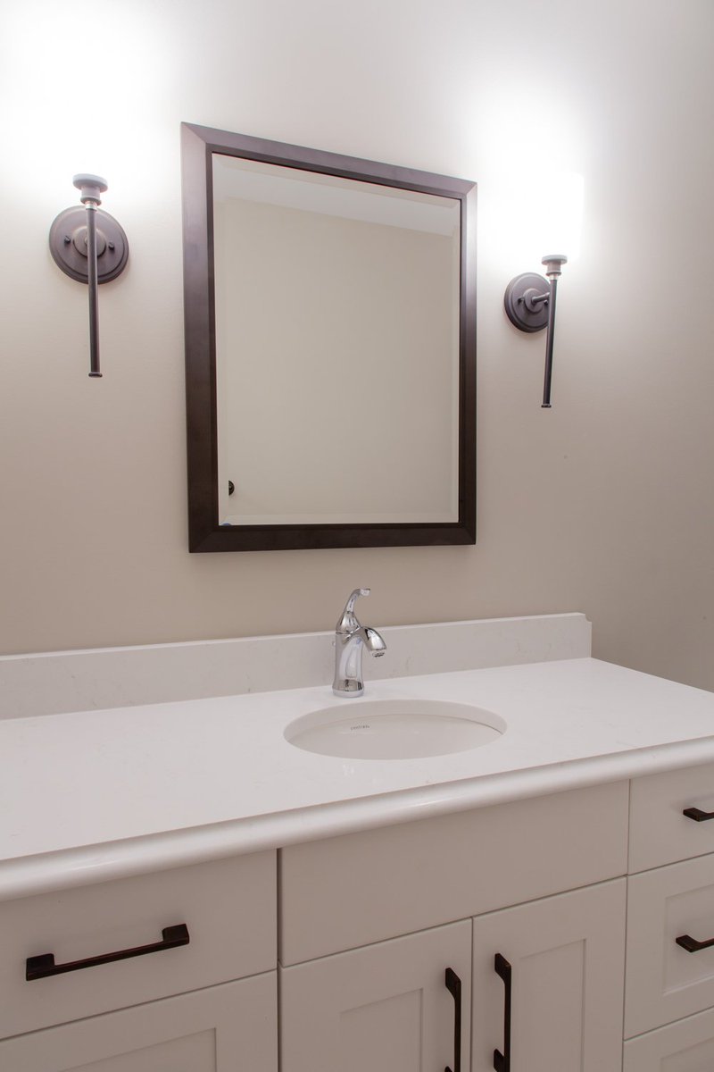 VogtBuilding's tweet photo. BGO-18 Off white bathroom with oil rubbed accents.  #vogtbldg #whitebathroom #ogeecounteredge #lartcabinets https://t.co/VKyqNUqIDr