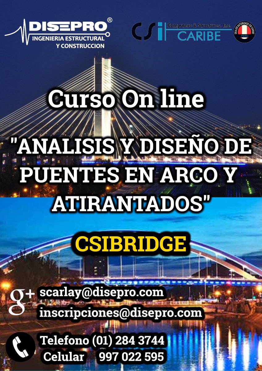 diseprocsi's tweet photo. Curso Online: "ANALISIS Y DISEÑO DE PUENTES EN ARCO Y ATIRANTADOS" usando el software CSIBRIDGE.

Inicio: 23 de Abril, de 6:00pm a 8:00pm Hora Perú

Se parte de esta experiencia INSCRIBETE

https://t.co/VqgHmhLYnM https://t.co/v0ZU0eDFXf