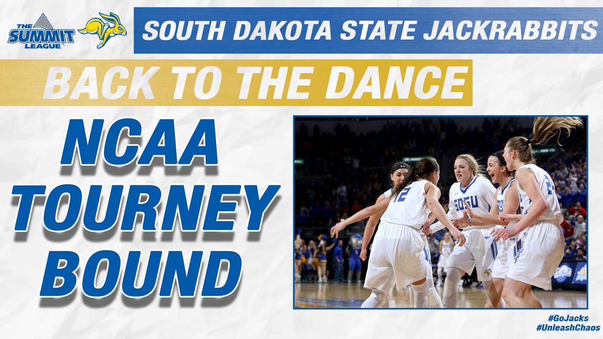 GoJacksSDSU's tweet image. Back to the Dance for the Jackrabbits!

No. 1 @GoJacksWBB defeated No. 2 South Dakota, 83-71, in the championships of the 2019 @thesummitleague WBB Championship.

#GoJacks #UnleashChaos #March2TheSummit
