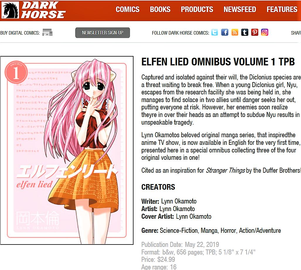 Dark Horse to bring Elfen Lied to North America!! – J1 STUDIOS